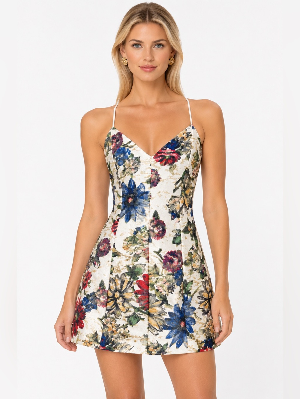 Alice + Olivia Cream Tayla Floral Jacquard Mini Dress NWT Size 8 $350 MSRP